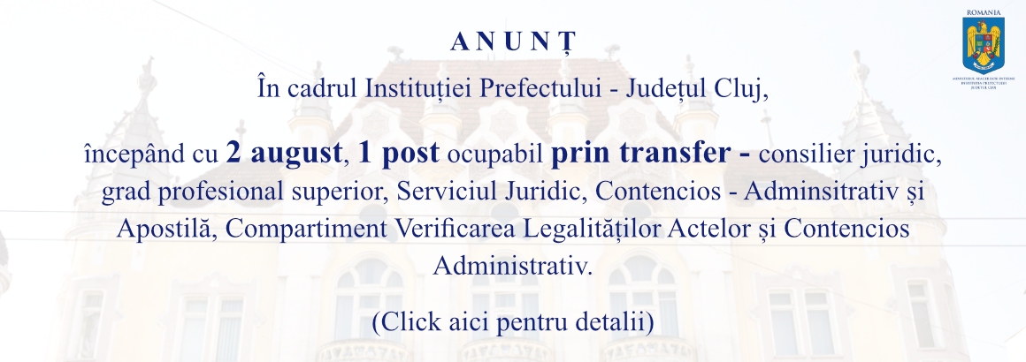 ANUNȚ: Posturi ocupabile prin transfer începând cu 2 august